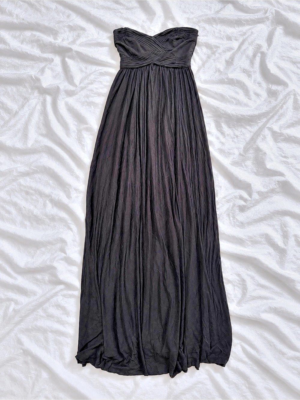 KIMACHI BLUE Pleated Strapless Maxi Dress in Black Size Small